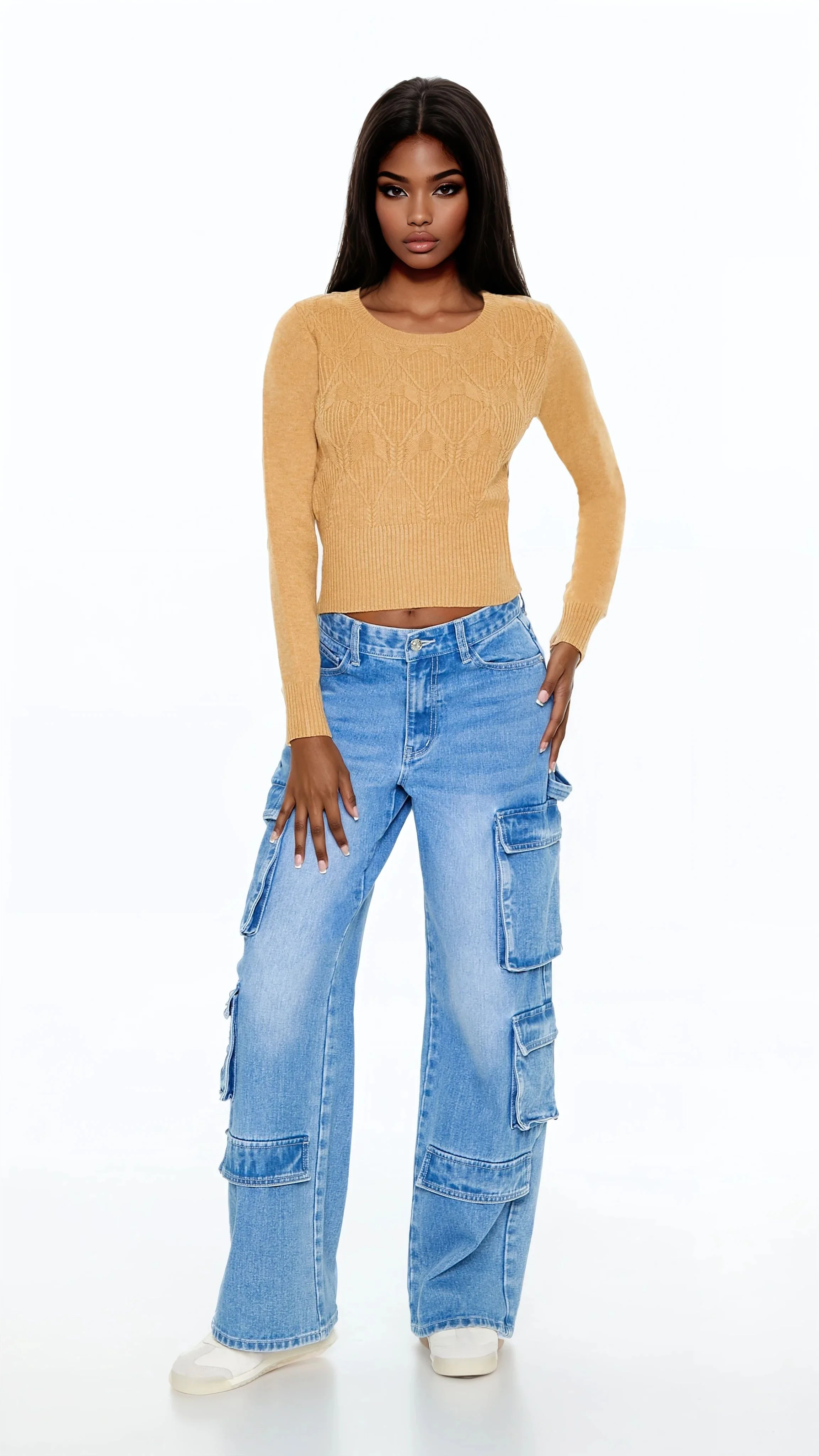 Cropped Lattice Sweater - Image 7
