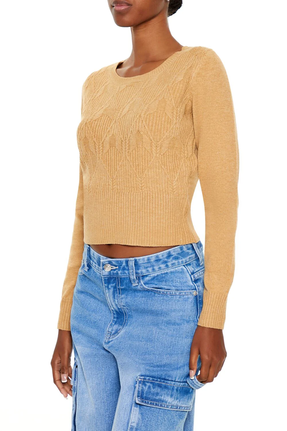 Cropped Lattice Sweater - Image 9