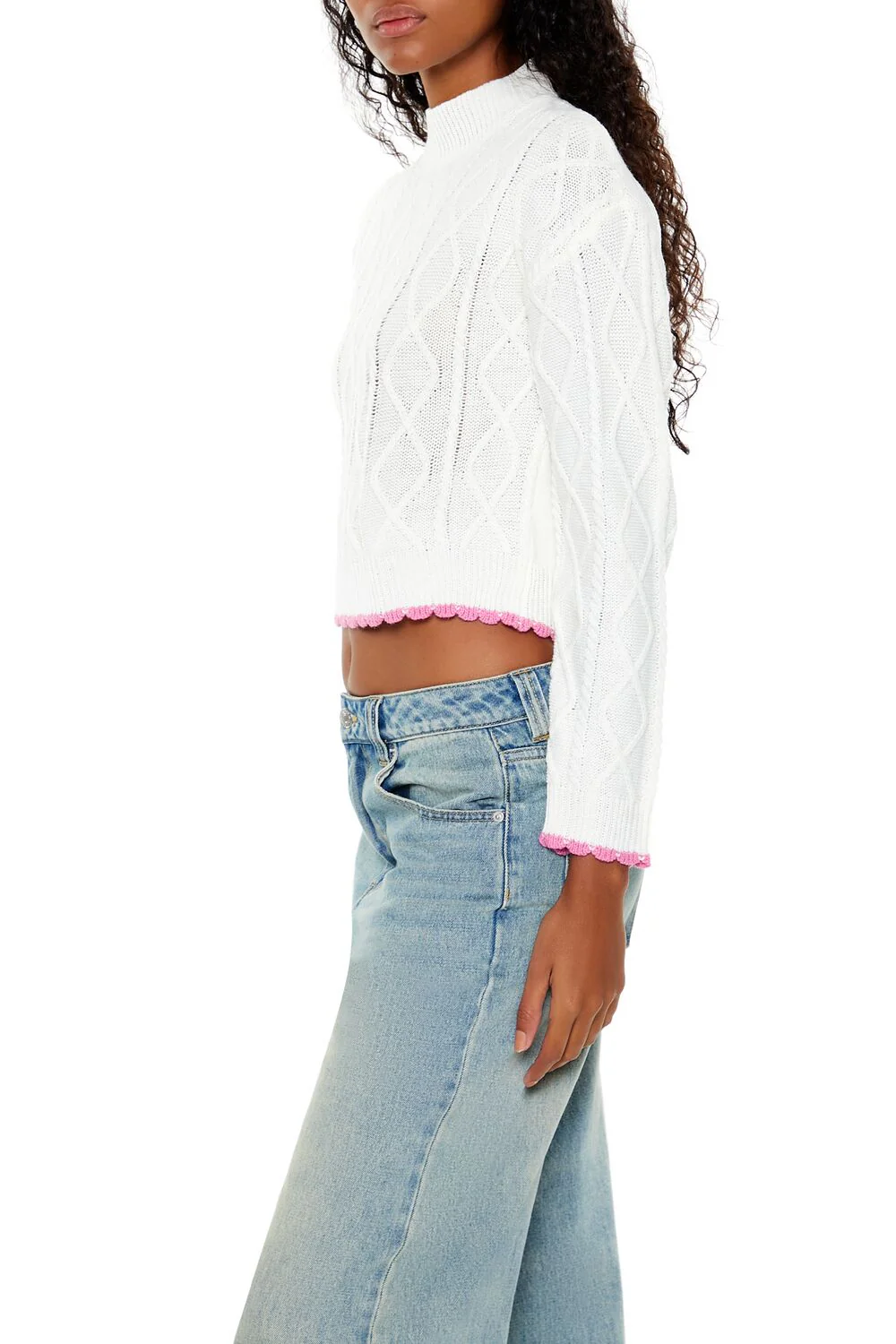 Scalloped Cable Knit Sweater - Image 4