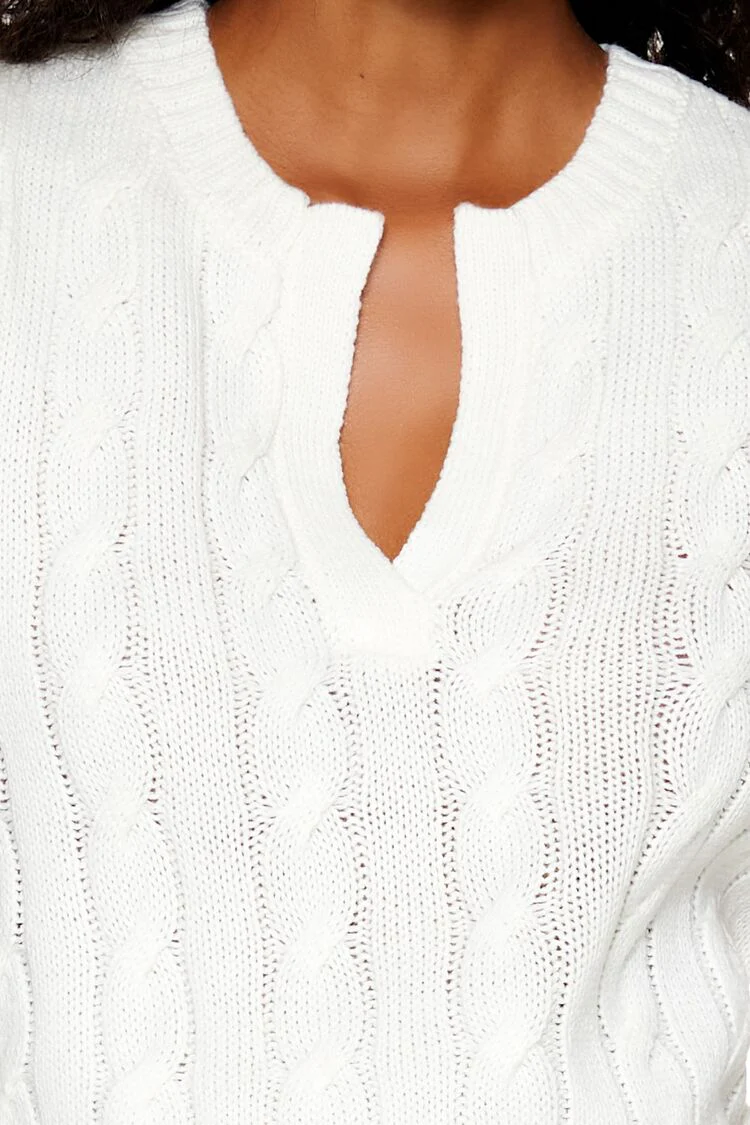 Cropped Cable Knit Sweater Vest - Image 3
