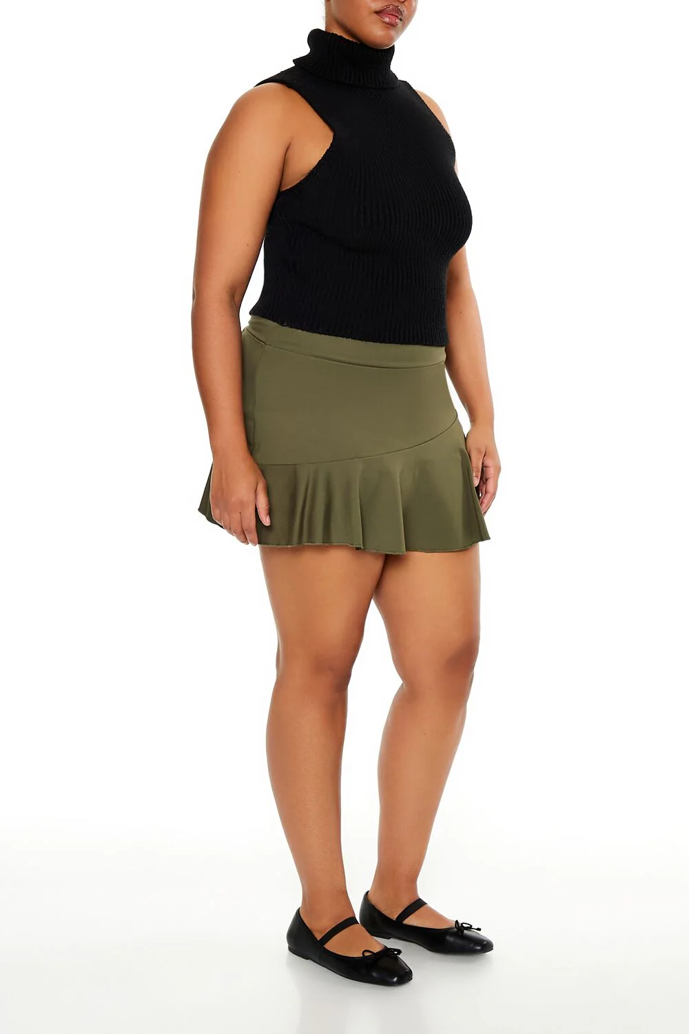 Plus Size Ponte Pleated Mini Skort - Image 8
