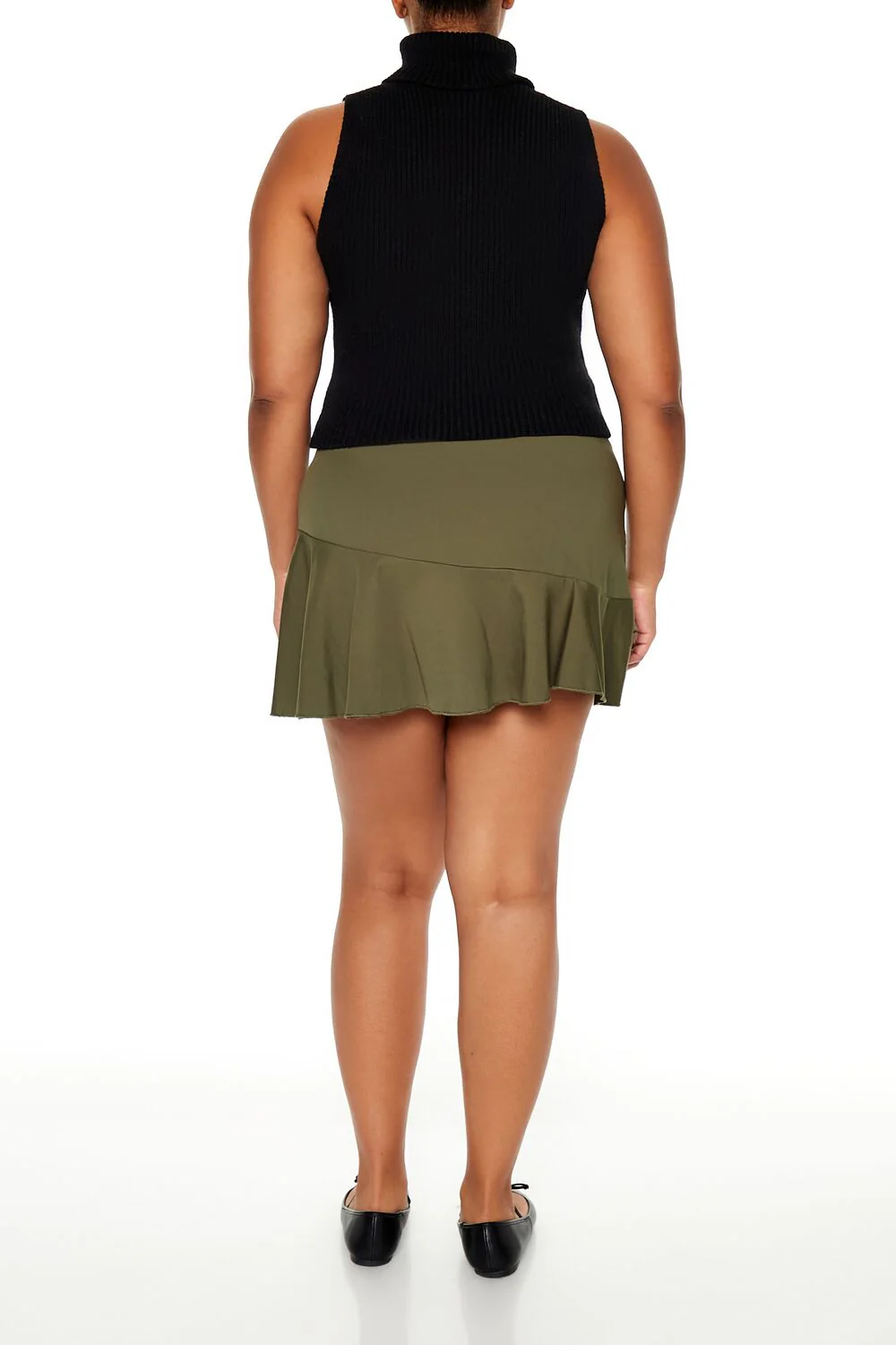 Plus Size Ponte Pleated Mini Skort - Image 9