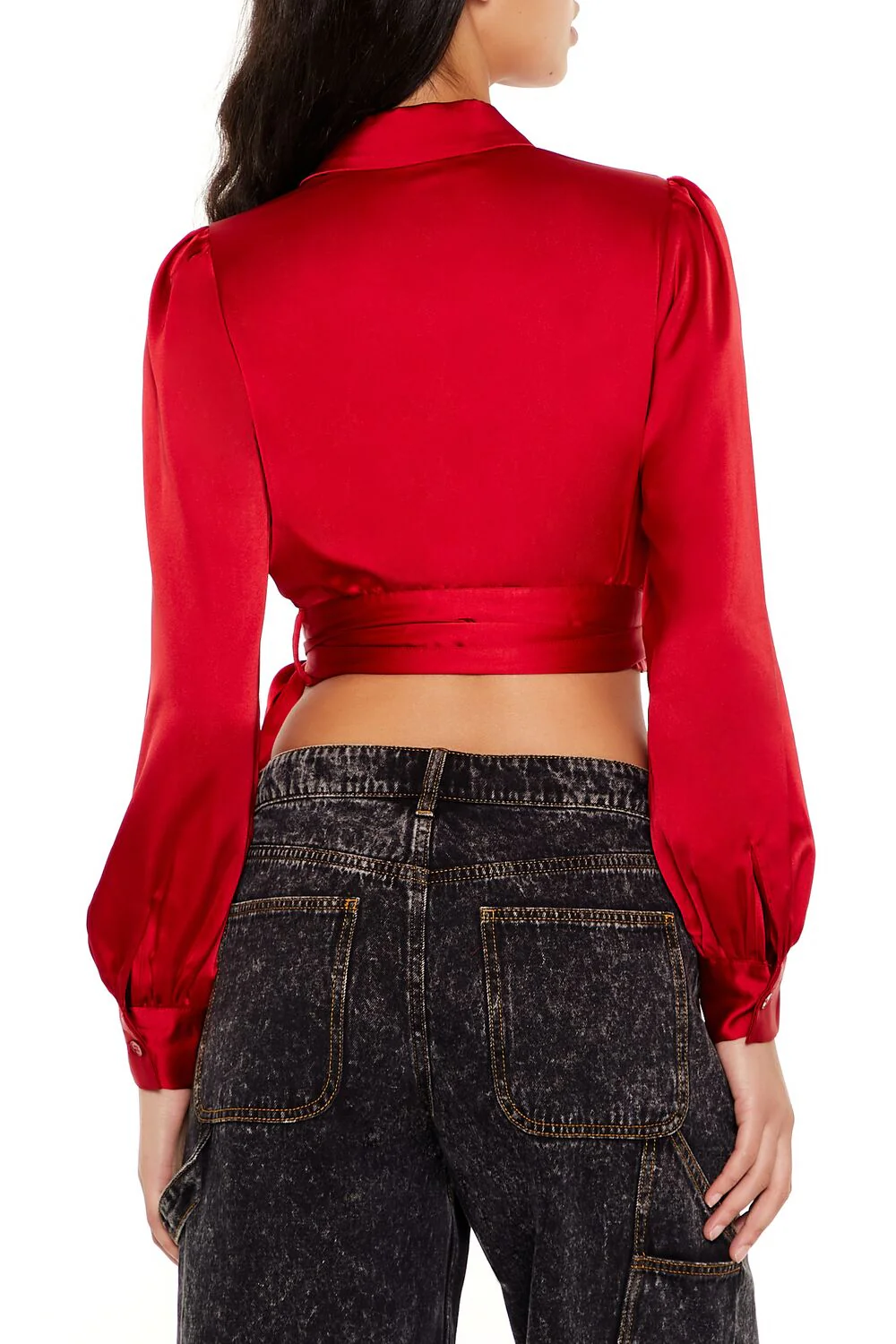 Satin Wrap Crop Top - Image 5