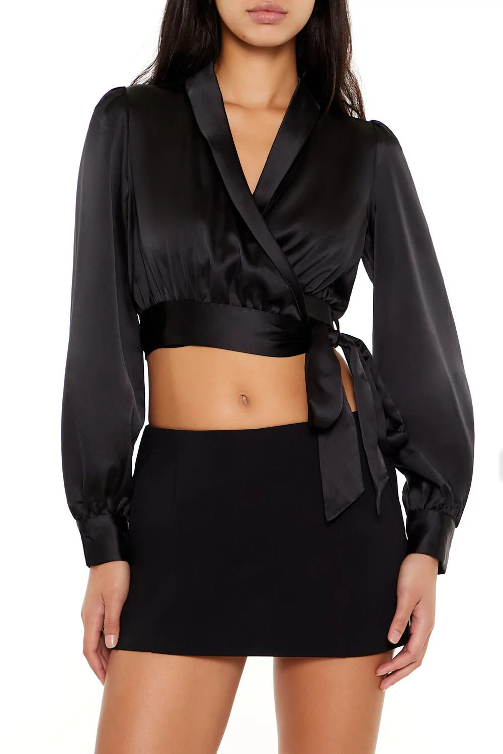 Satin Wrap Crop Top - Image 6