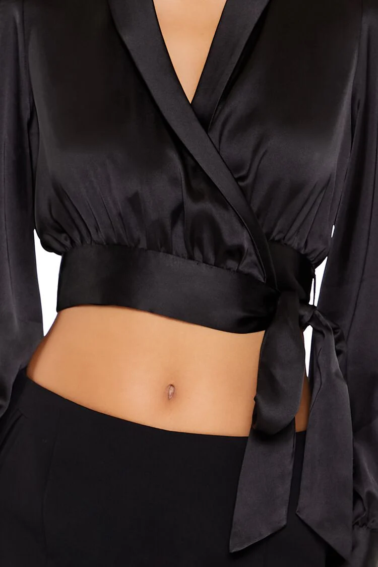 Satin Wrap Crop Top - Image 8