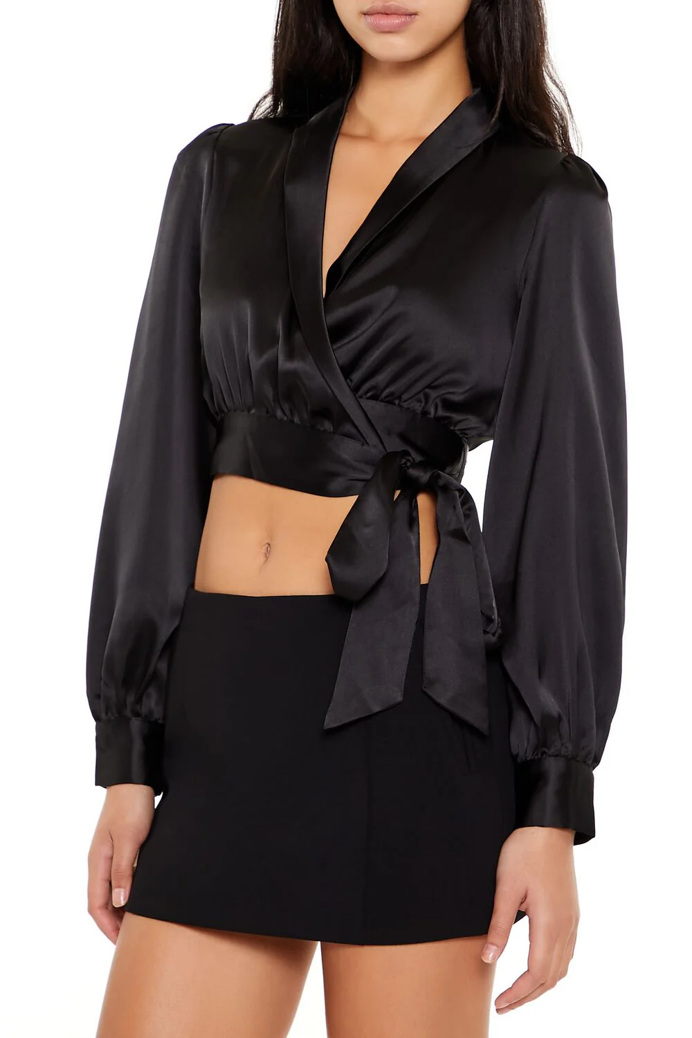 Satin Wrap Crop Top - Image 9
