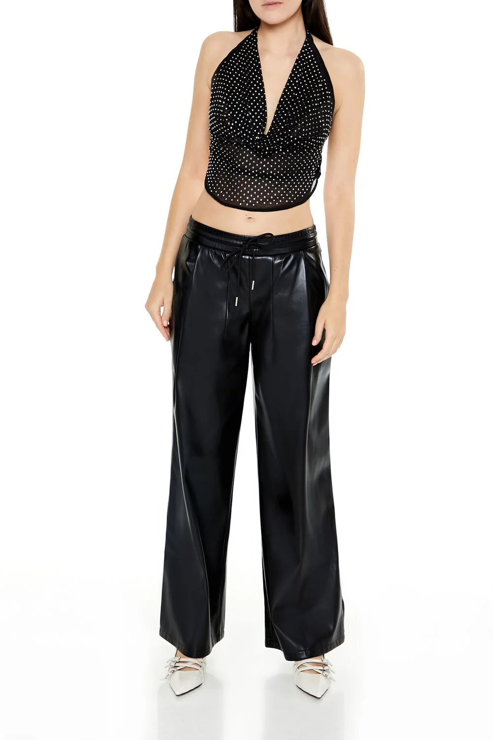 Chiffon Rhinestone Halter Top - Image 2