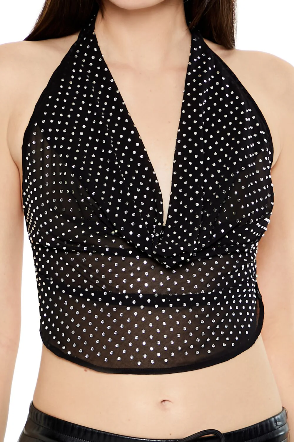 Chiffon Rhinestone Halter Top - Image 3