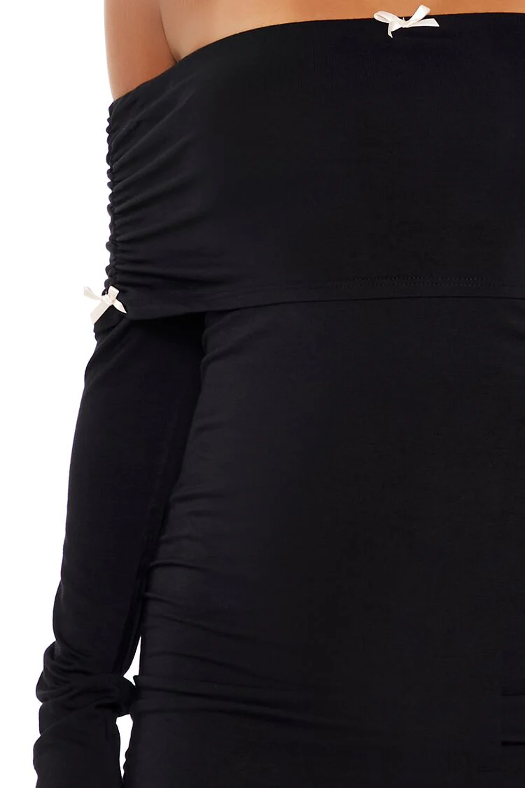 Off-the-Shoulder Bow Mini Dress - Image 5