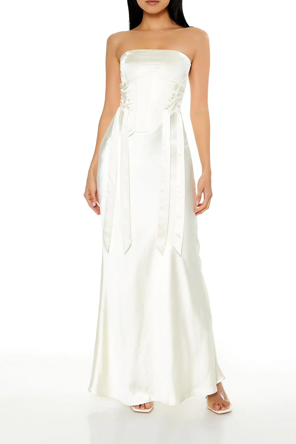Strapless Satin Corset Maxi Dress - Image 5