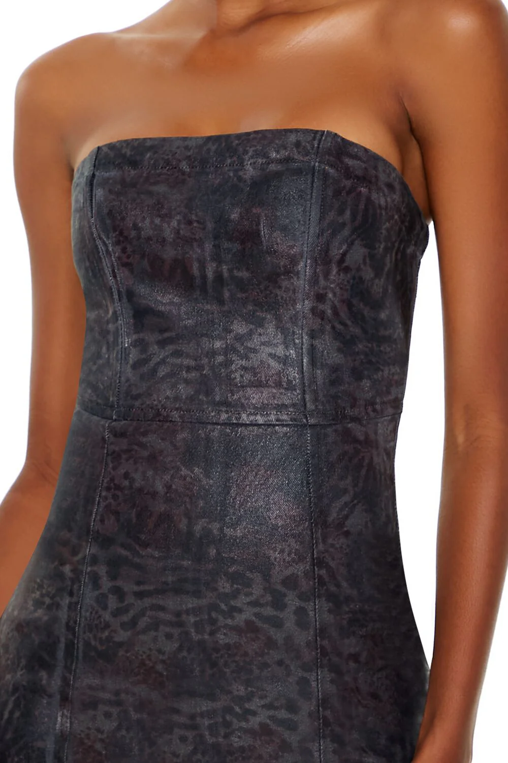 Leopard Denim Tube Mini Dress - Image 5