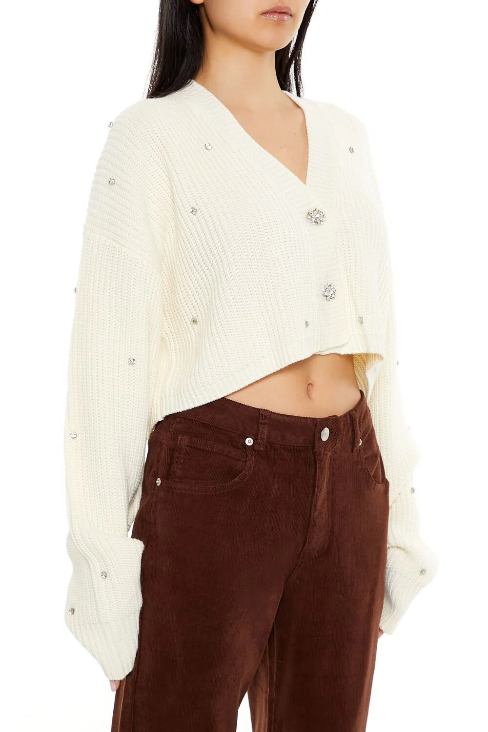 Faux Gem Cardigan Sweater - Image 4
