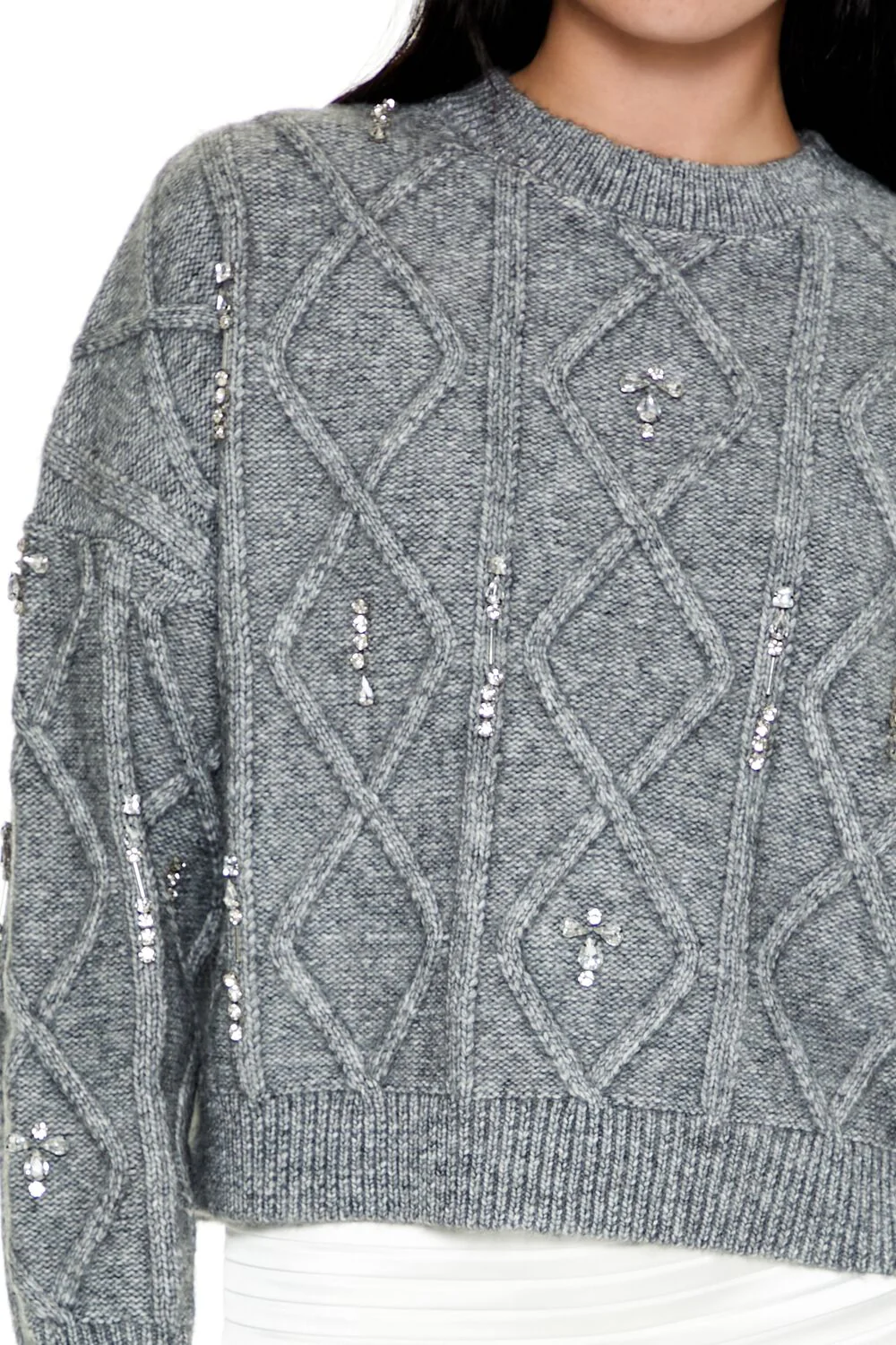 Marled Faux Gem Sweater - Image 3