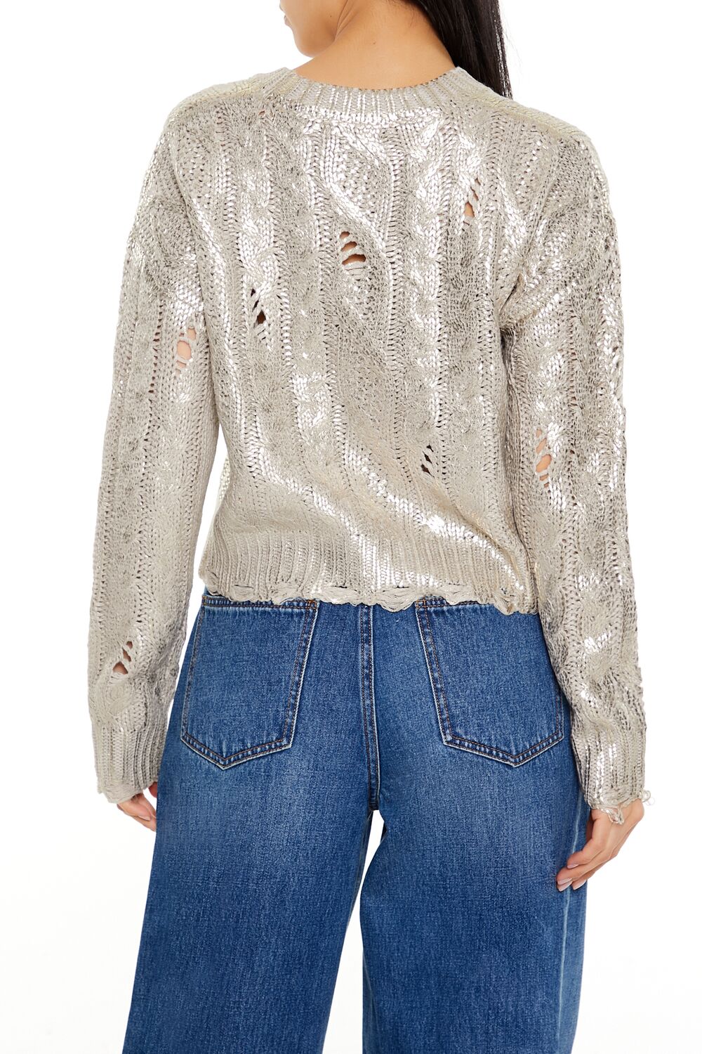 Metallic Cable Knit Sweater - Image 5