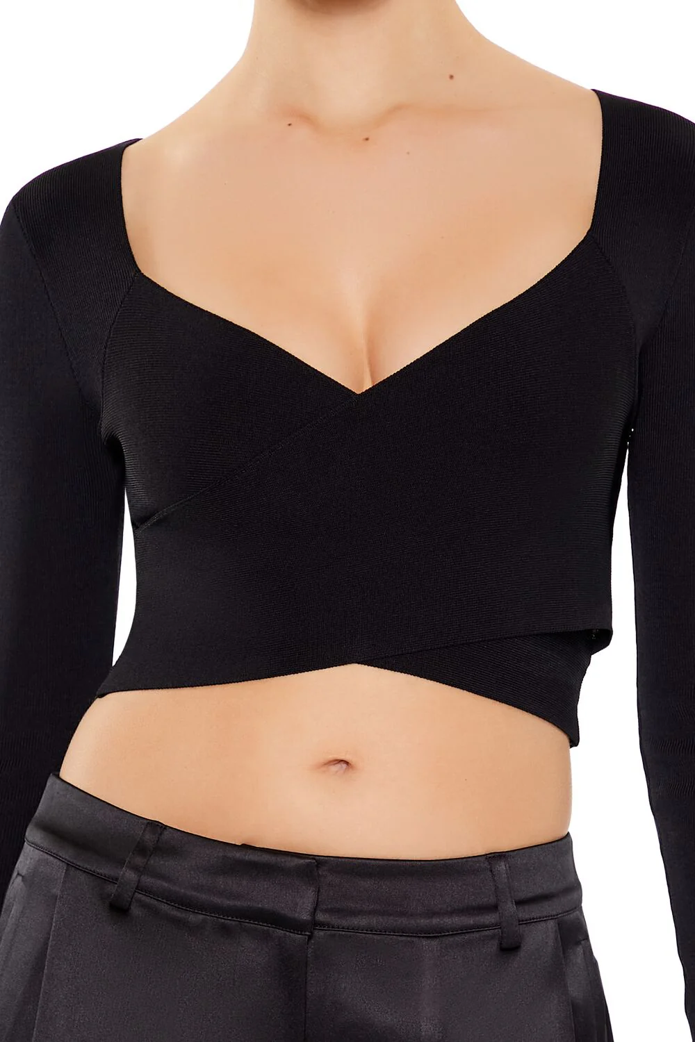 Sweater-Knit Crossover Crop Top - Image 3