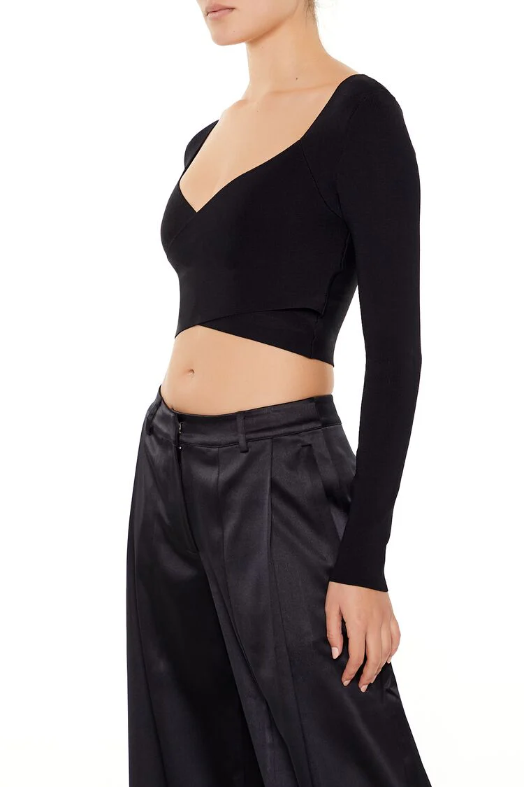 Sweater-Knit Crossover Crop Top - Image 4