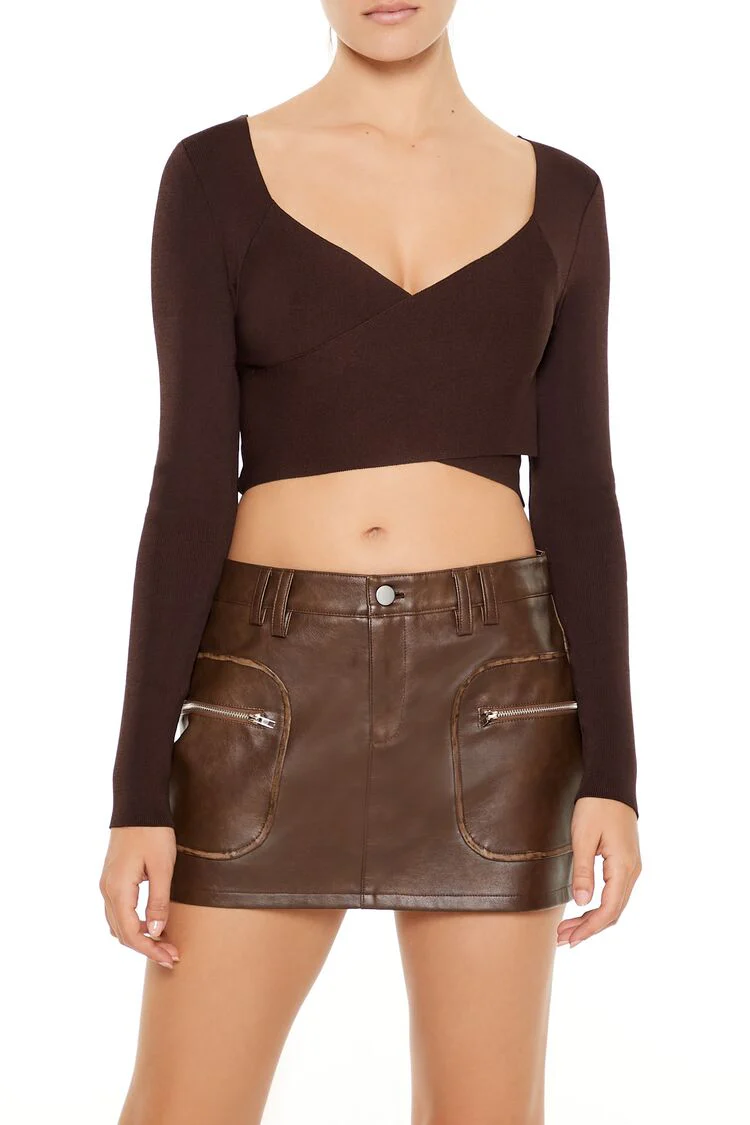 Sweater-Knit Crossover Crop Top - Image 6