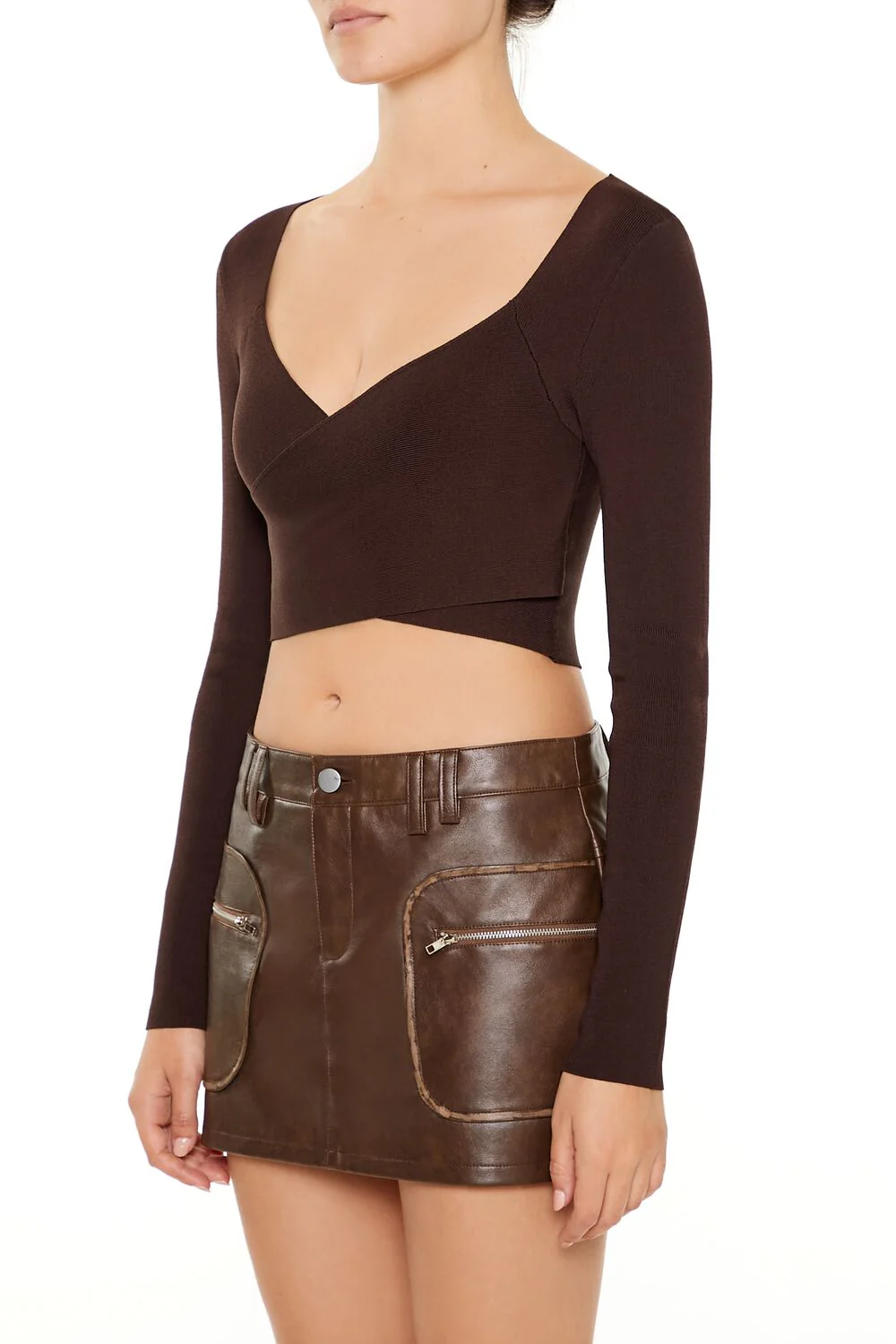 Sweater-Knit Crossover Crop Top - Image 9