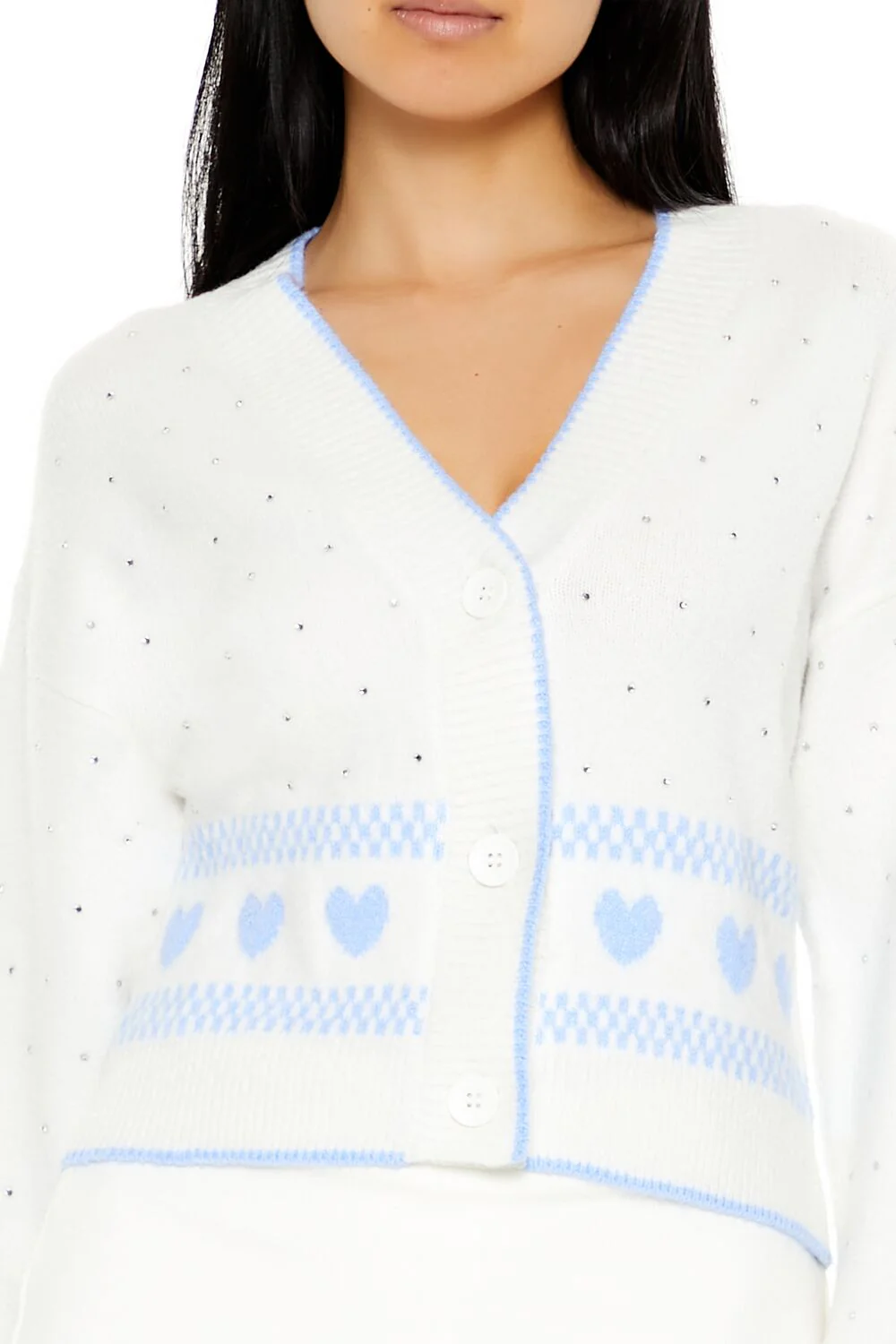 Fair Isle Heart Cardigan Sweater - Image 3