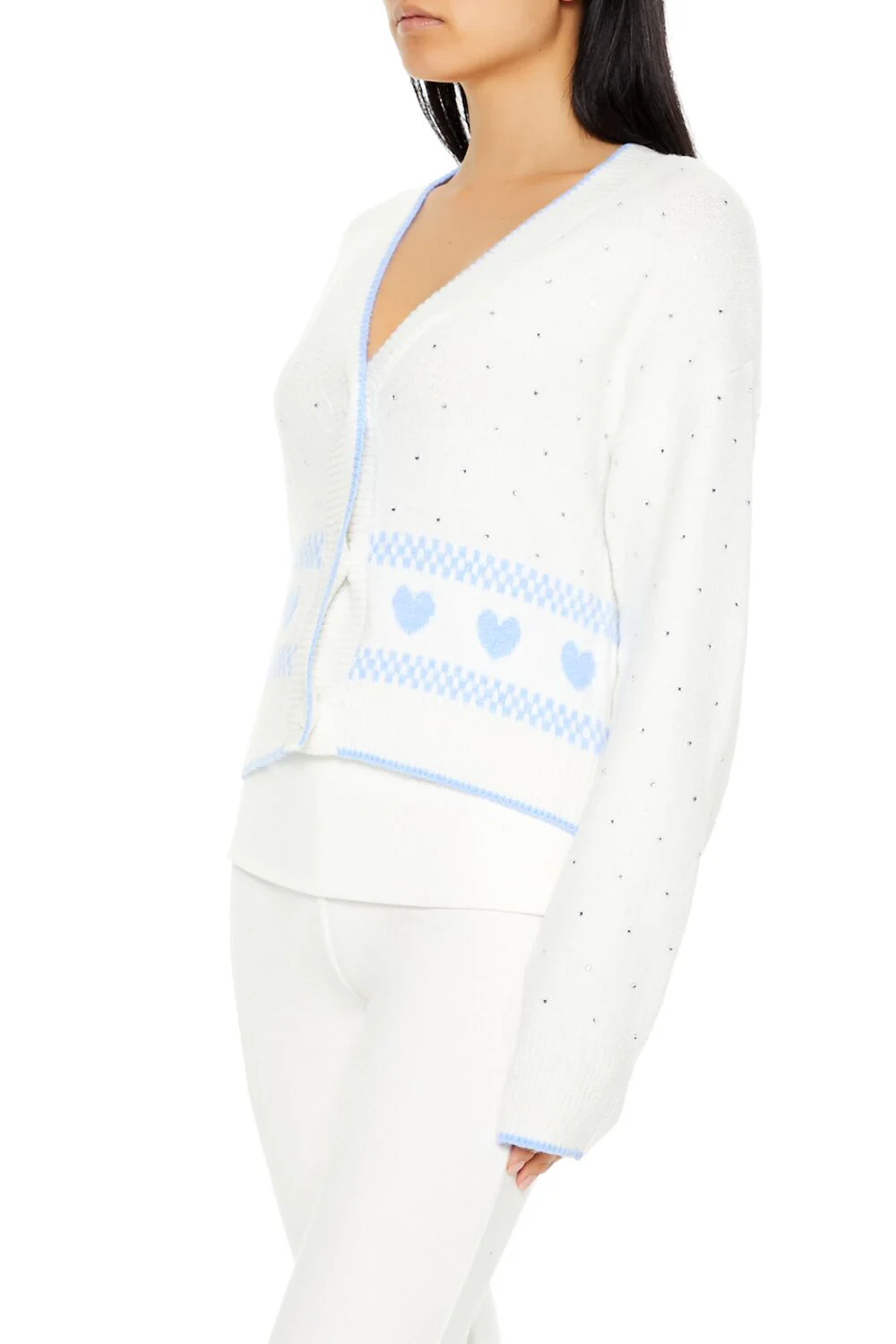 Fair Isle Heart Cardigan Sweater - Image 4