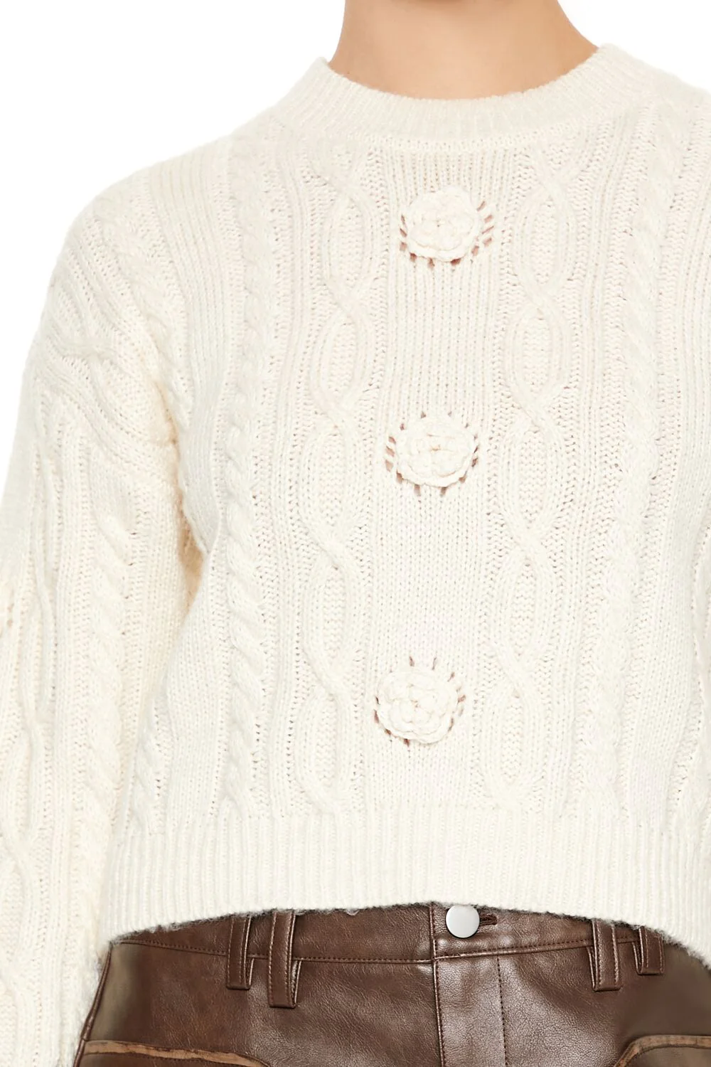 Rosette Cable Knit Sweater - Image 3