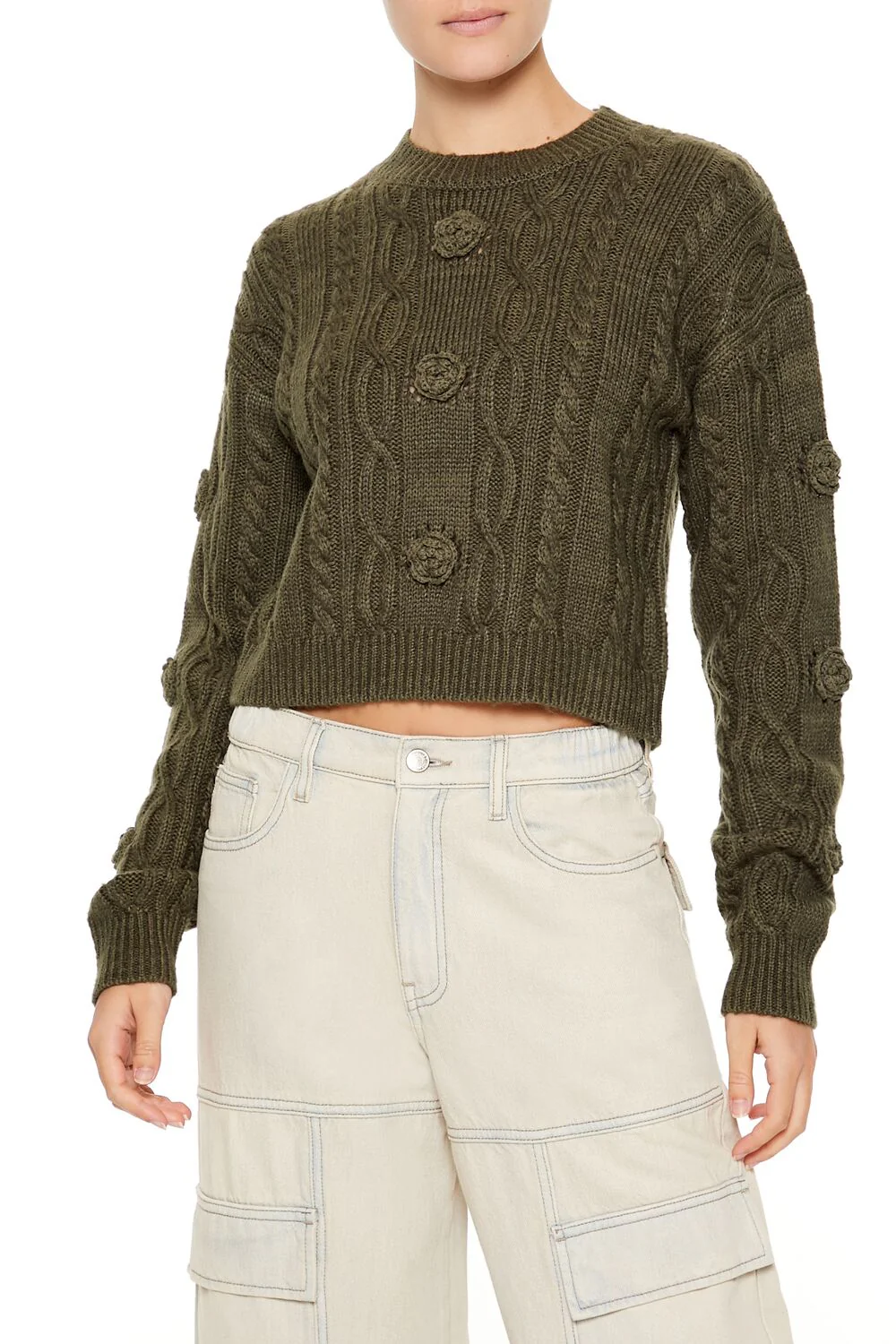 Rosette Cable Knit Sweater - Image 6