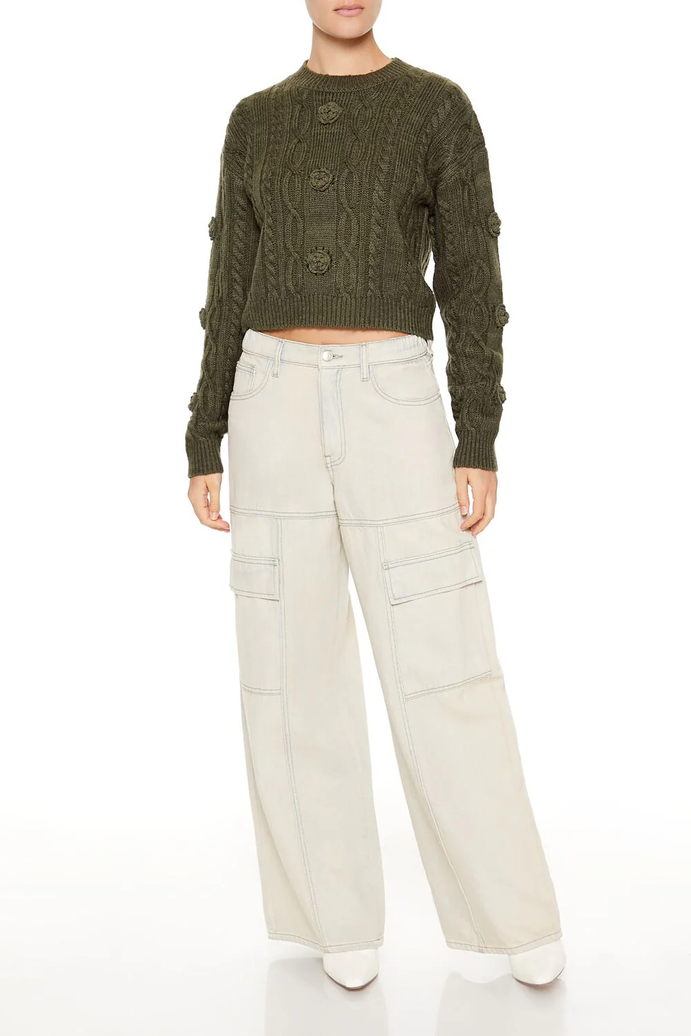 Rosette Cable Knit Sweater - Image 7