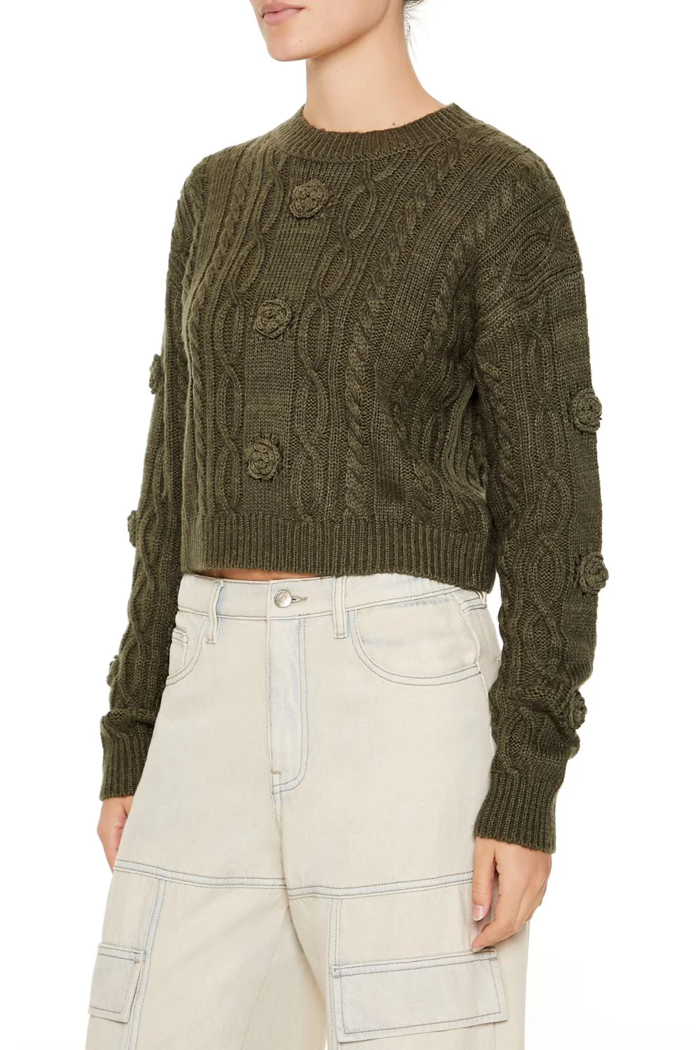 Rosette Cable Knit Sweater - Image 9