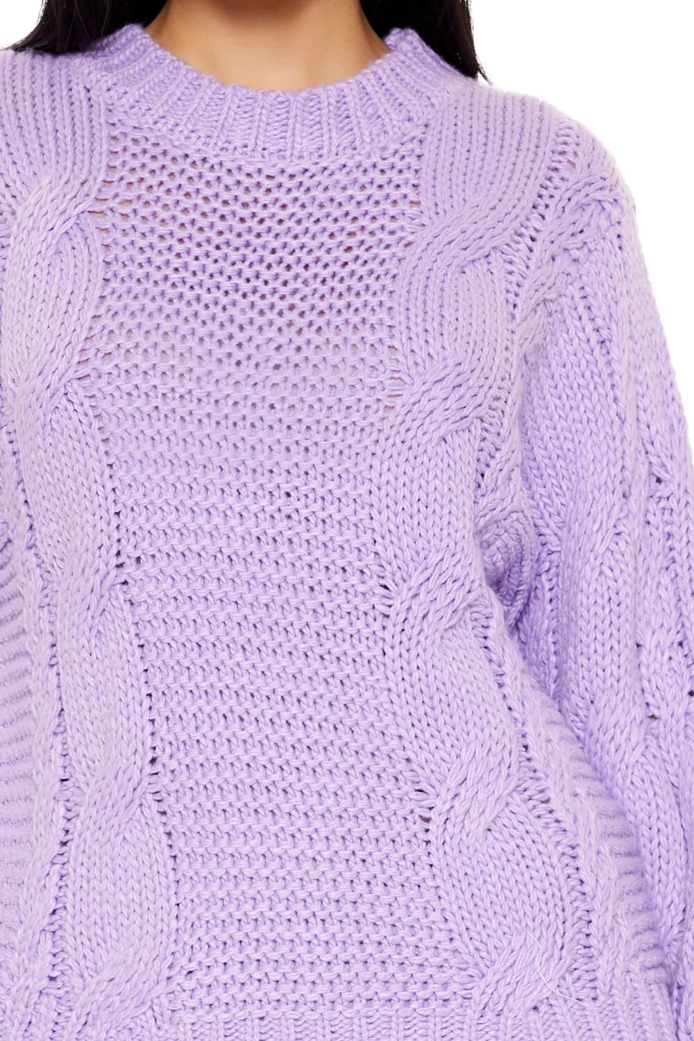 Ribbed-Trim Cable Knit Sweater - Image 3