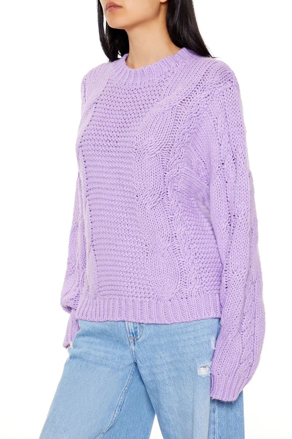 Ribbed-Trim Cable Knit Sweater - Image 4
