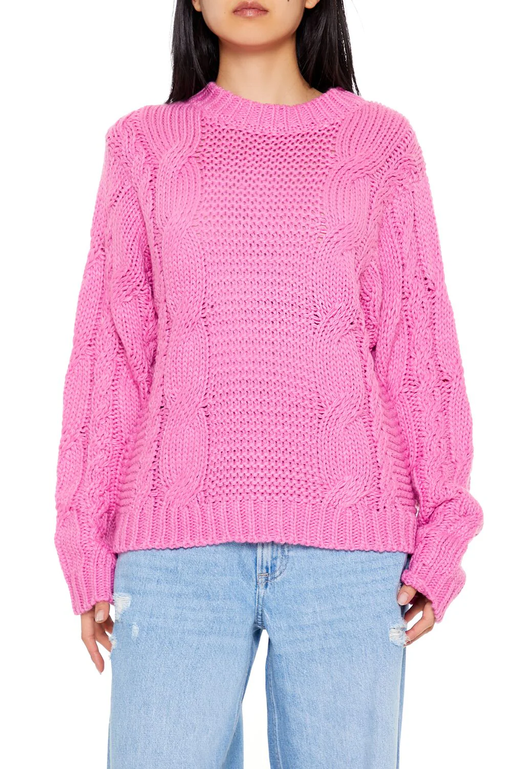 Ribbed-Trim Cable Knit Sweater - Image 6