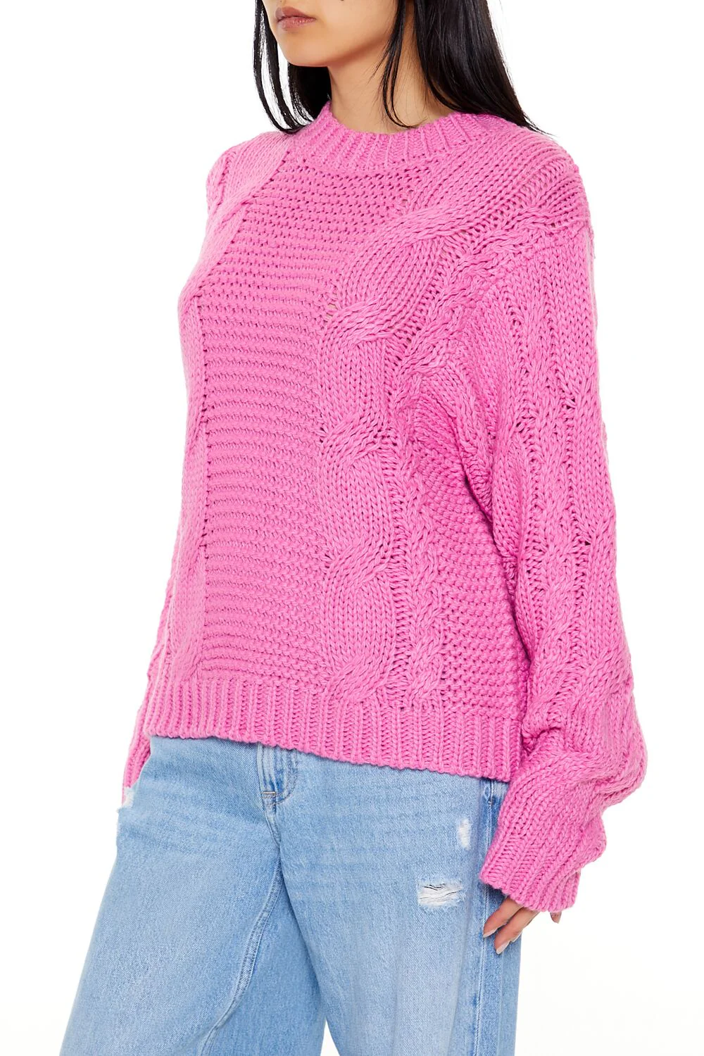 Ribbed-Trim Cable Knit Sweater - Image 9