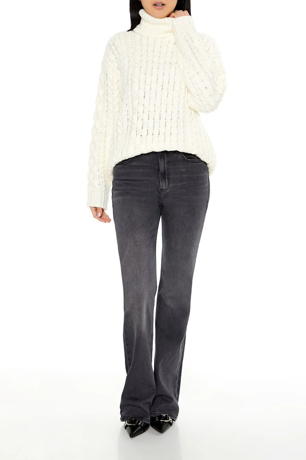 Cable Knit Turtleneck Sweater - Image 2