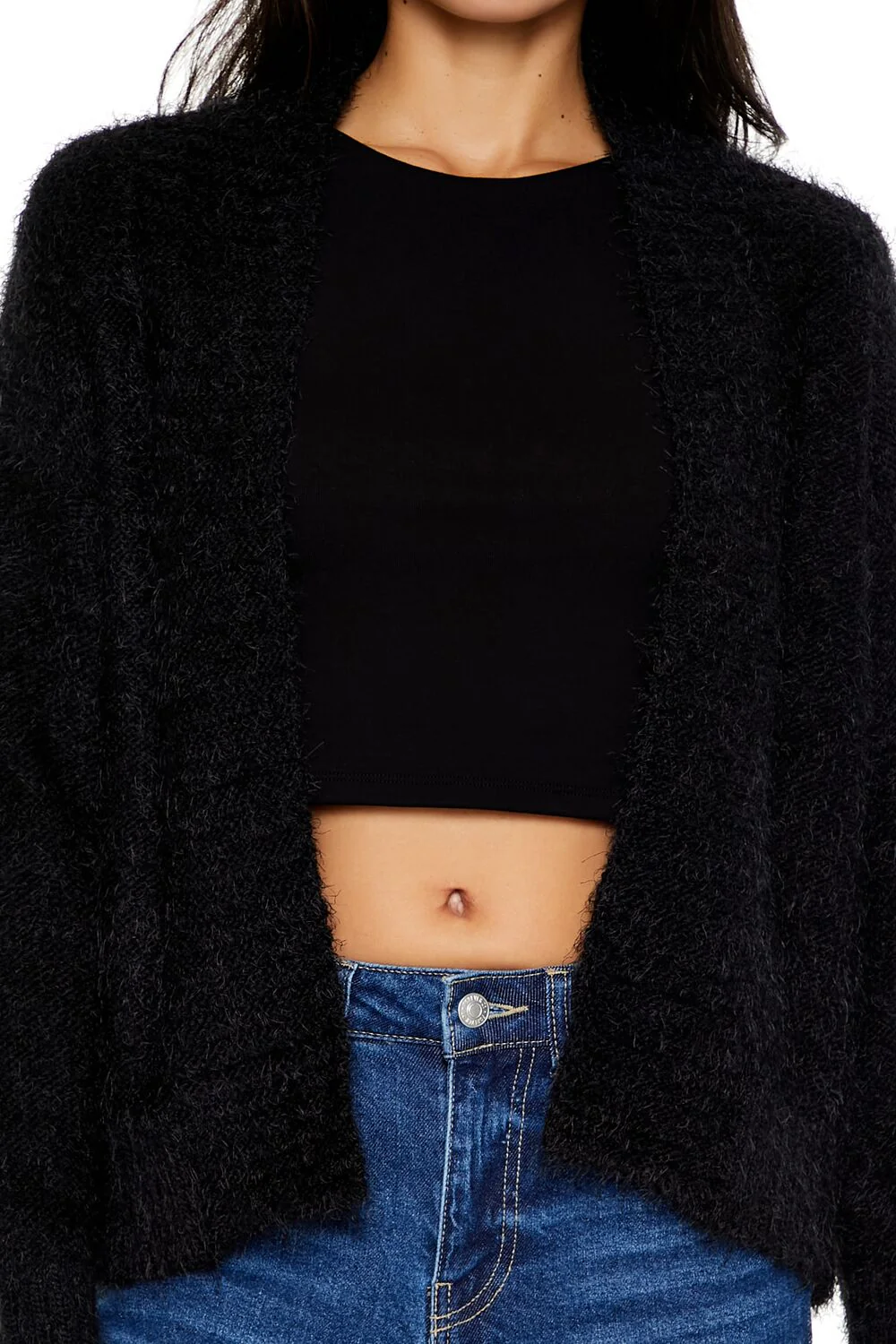 Fuzzy Knit Cardigan Sweater - Image 3