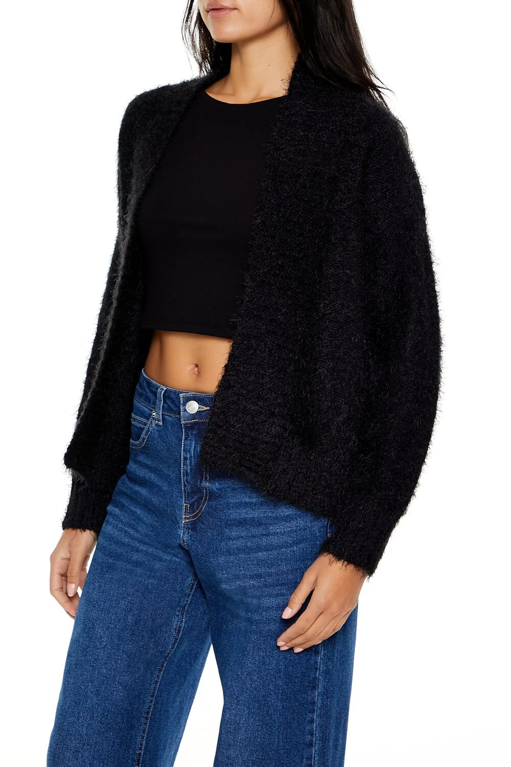 Fuzzy Knit Cardigan Sweater - Image 4