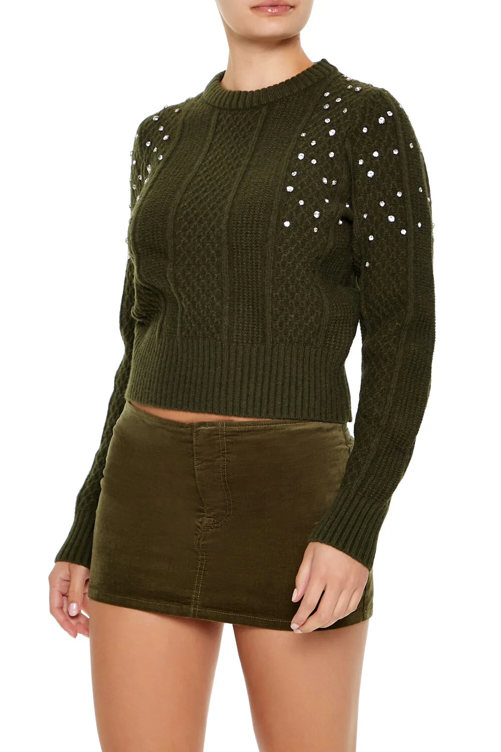 Faux Gem Cable Knit Sweater - Image 4