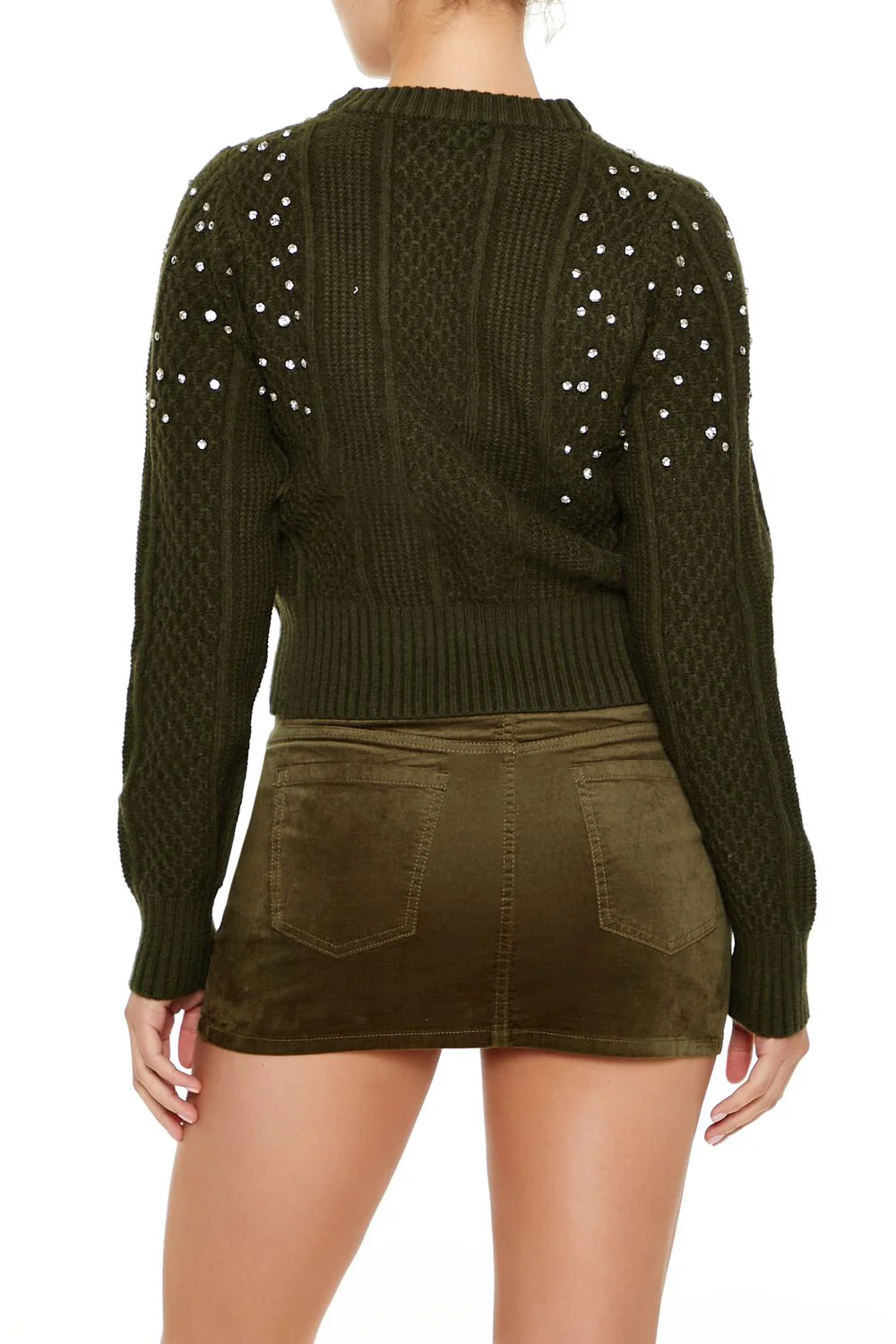 Faux Gem Cable Knit Sweater - Image 5