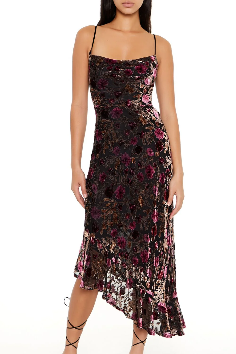 Asymmetrical Floral Midi Dress - Image 2