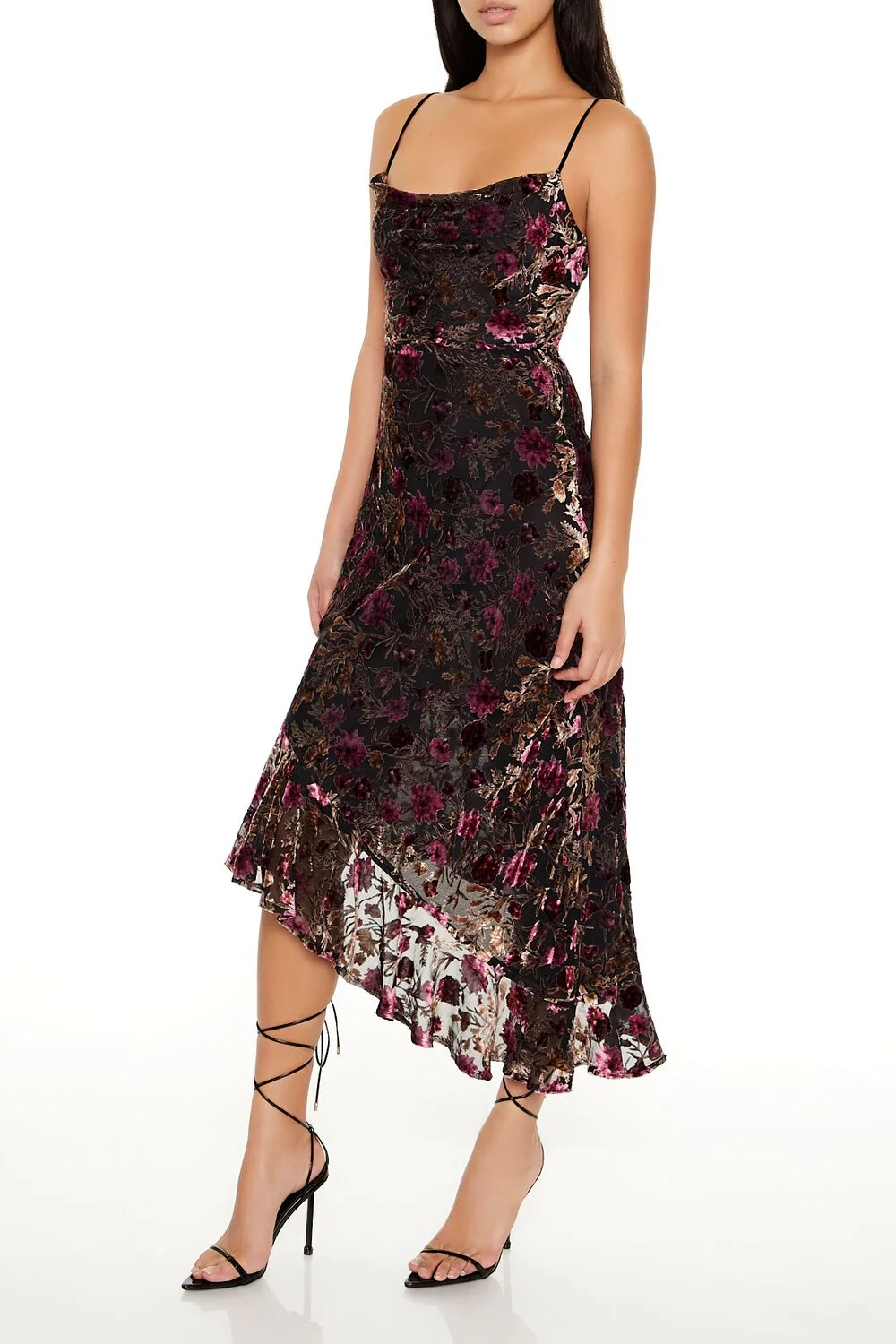 Asymmetrical Floral Midi Dress - Image 3