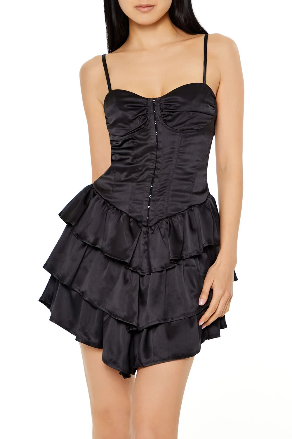 Tiered Satin Corset Mini Dress - Image 2