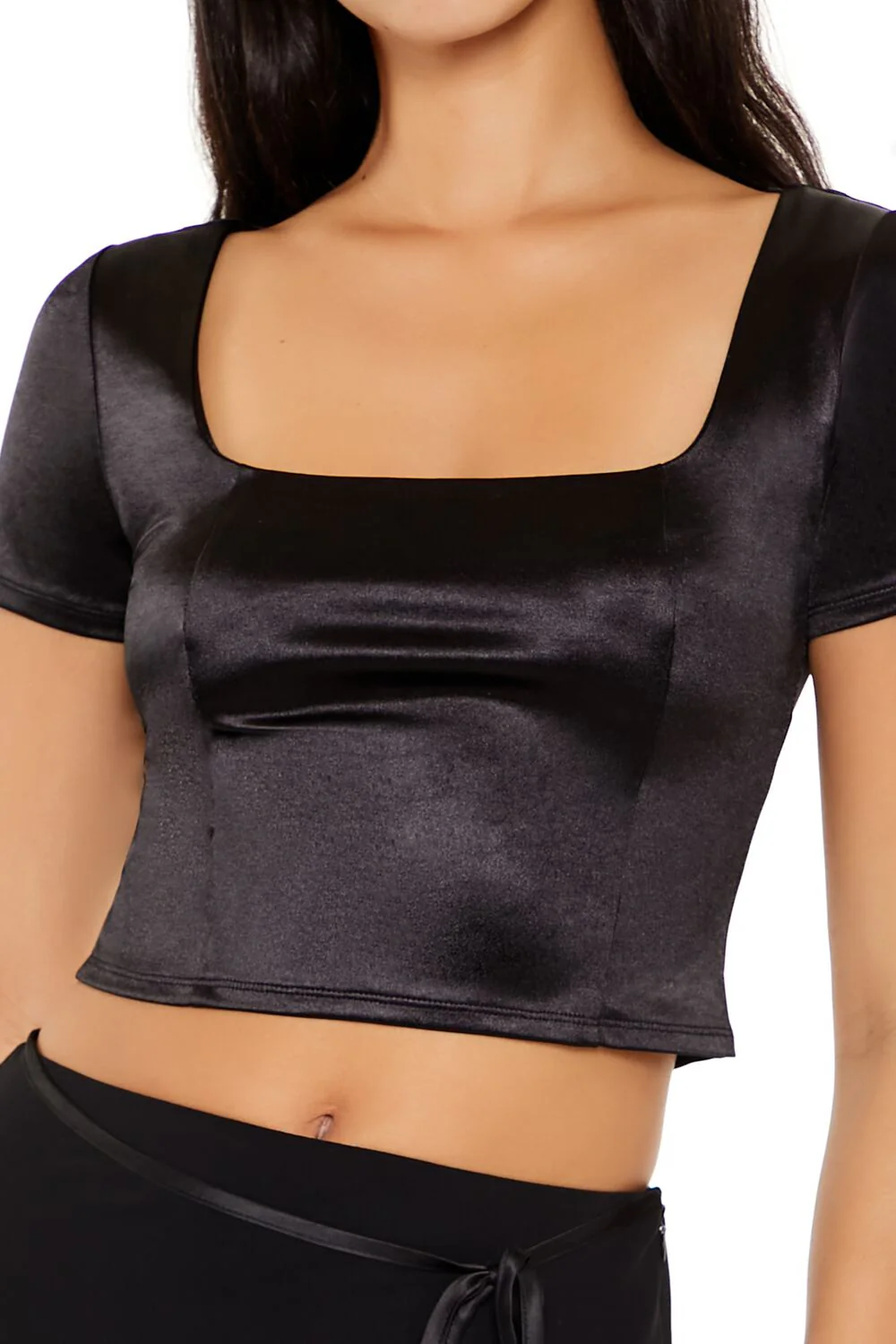 Satin Square-Neck Crop Top - Image 3
