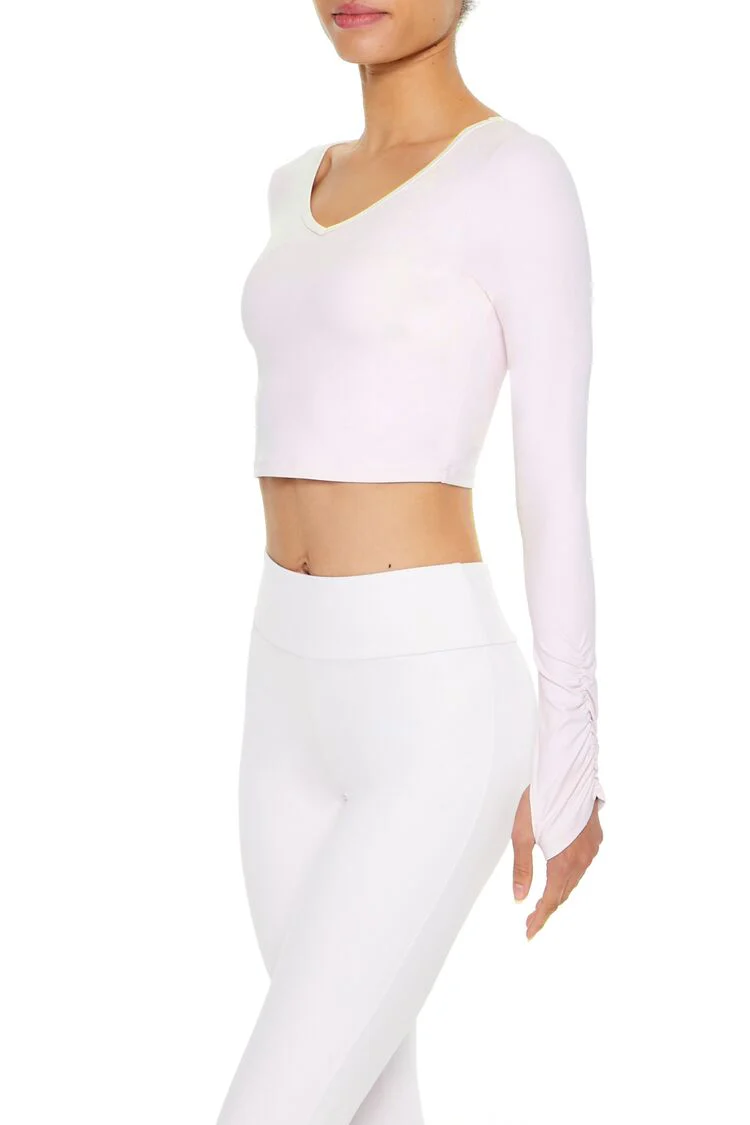 Active Ruched Thumbhole Crop Top - Image 4