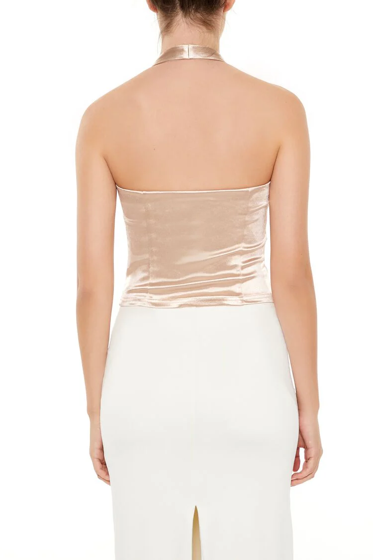 Satin Halter Crop Top - Image 15