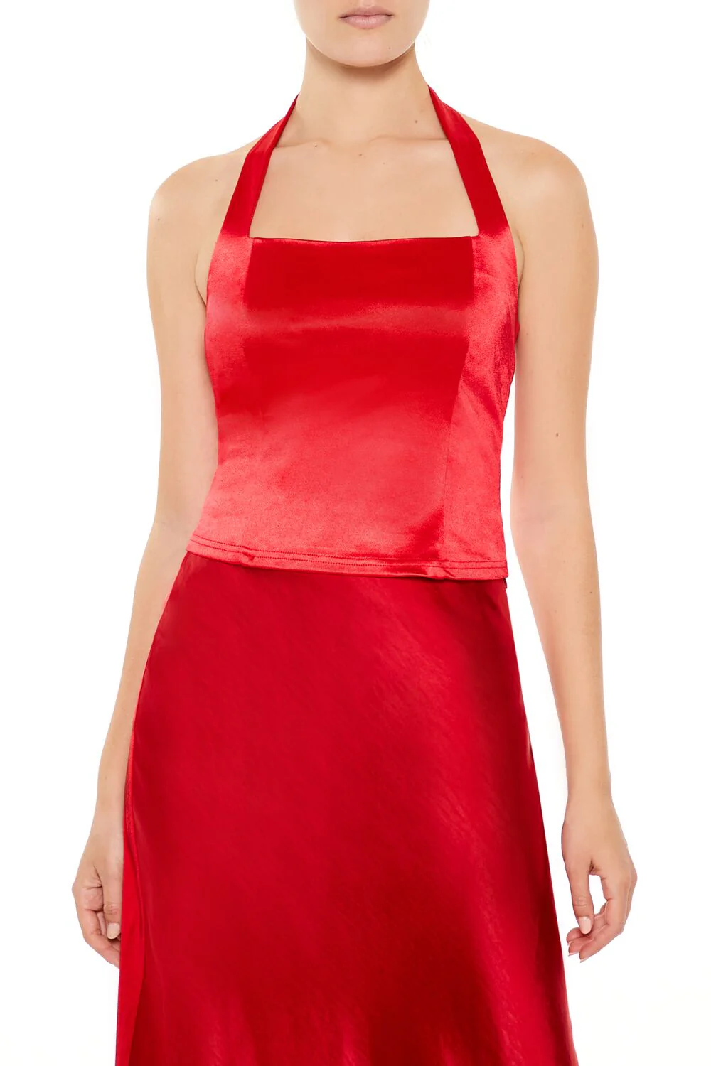 Satin Halter Crop Top - Image 2