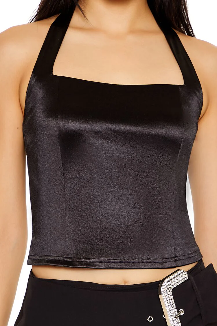 Satin Halter Crop Top - Image 8