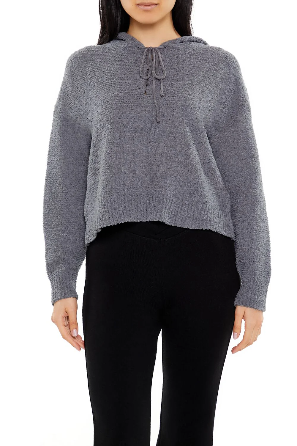 Hooded Lace-Up Sweater - Image 11