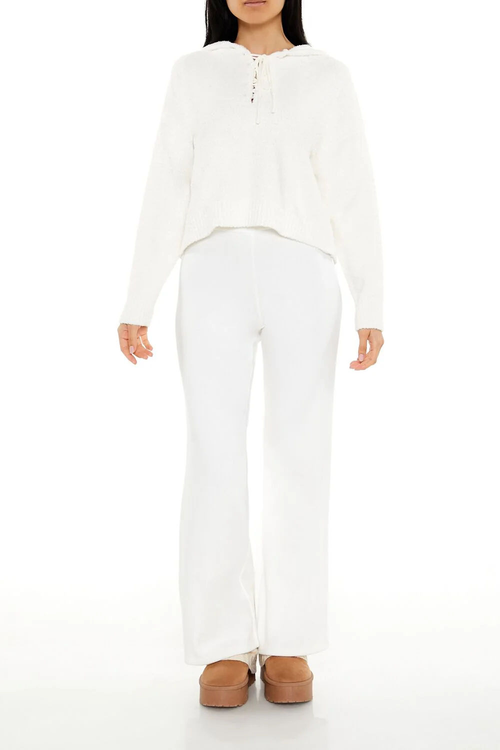 Hooded Lace-Up Sweater - Image 2