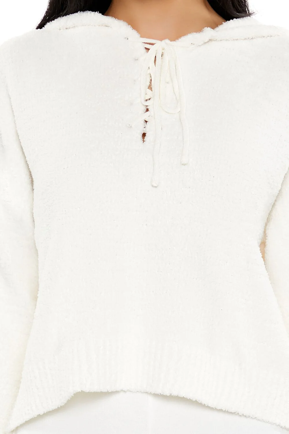 Hooded Lace-Up Sweater - Image 3