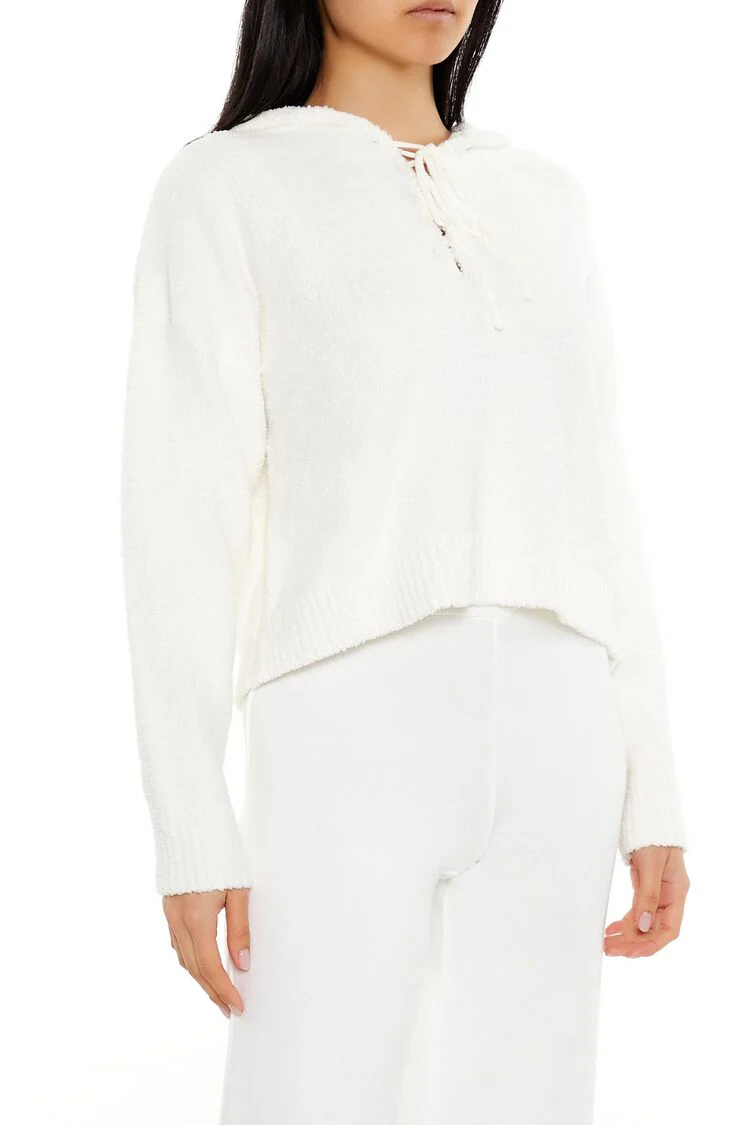 Hooded Lace-Up Sweater - Image 4