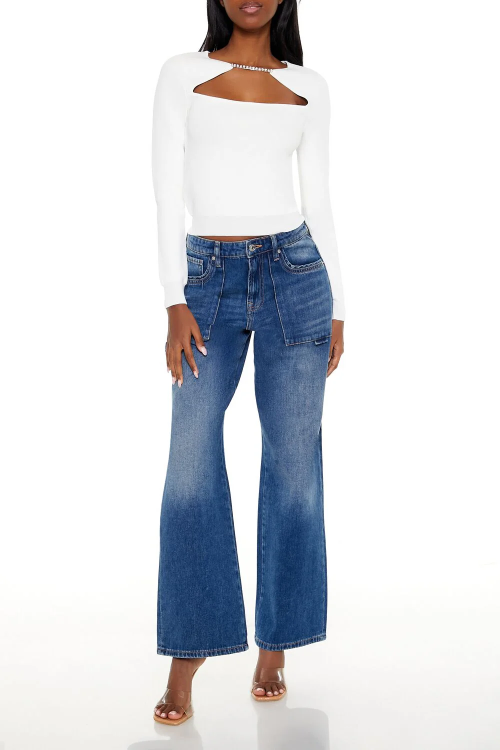 Faux Gem Cutout Sweater - Image 7
